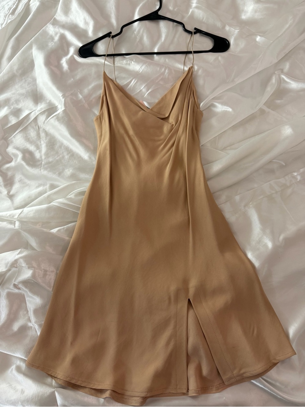 Women’s Satin Slip Dress in Camel - Brand Unspecified